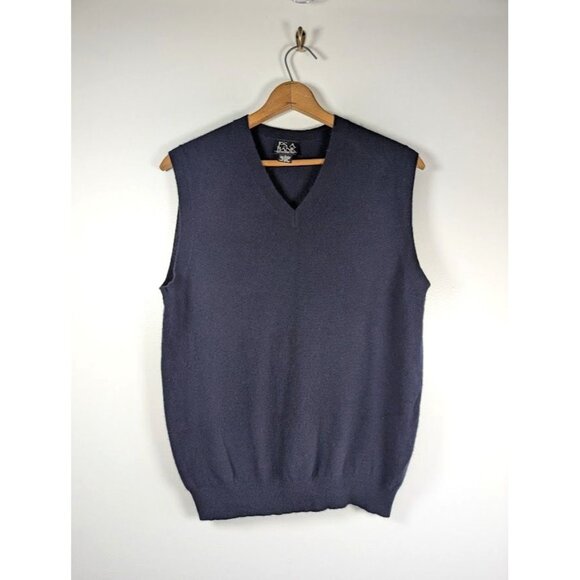 Jos A Bank Men Sweater Vest Size Large 100% Cashmere Preppy Dad Grandpacore Golf - Picture 1 of 5
